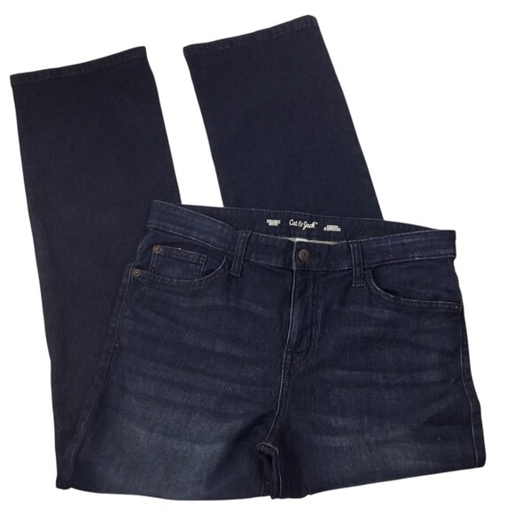 Boys 16 Husky Jeans Blue Dark Wash Stretch Straight Leg Youth Cat & Jack - Picture 2 of 7